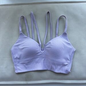 Lululemon Like a Cloud Strappy LL Bra B/C *Ribbed LILAC Ether Sz 6